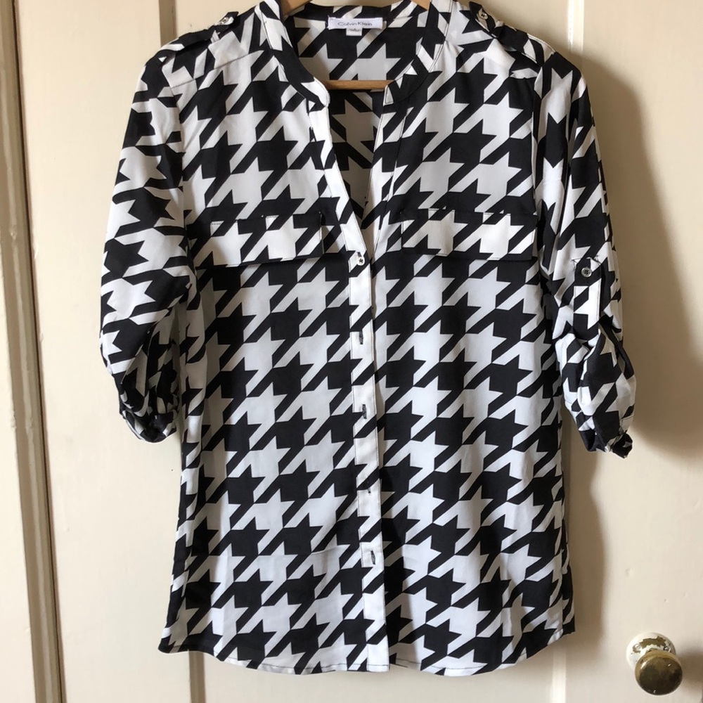 Black and white Houndstooth Blouse